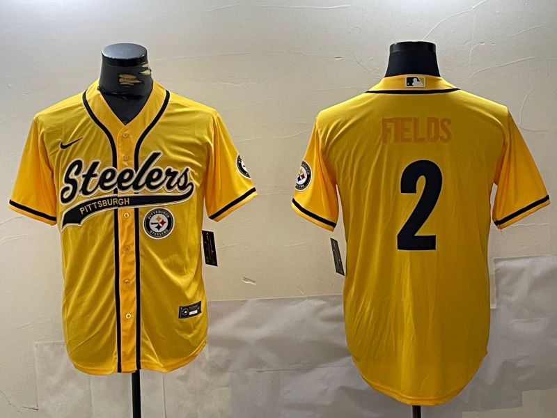 Men Pittsburgh Steelers #2 Fields Yellow Joint Name 2024 Nike Limited NFL Jersey style 3->indianapolis colts->NFL Jersey